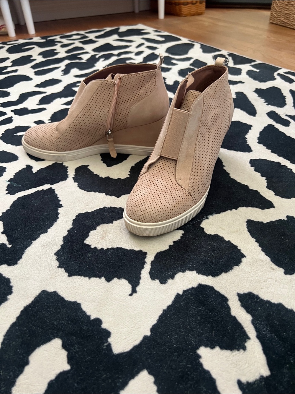 Paolo Perforated Blush Wedge Sneaker Booties